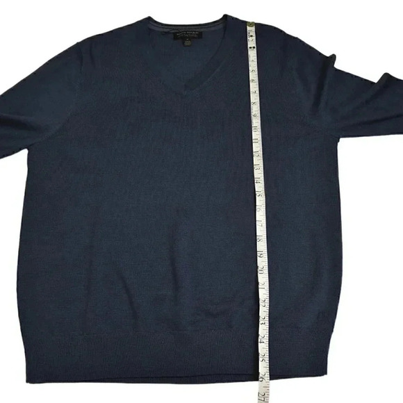 Banana Republic 100% Merino Wool Sweater Long Sleeve V-Neck Blue Size Medium - Picture 8 of 8
